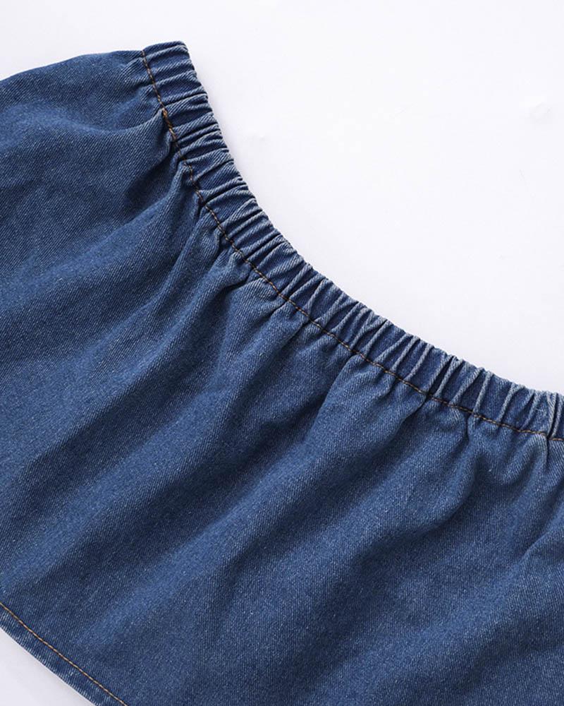 Denim Polyester Top with Cotton Fabric