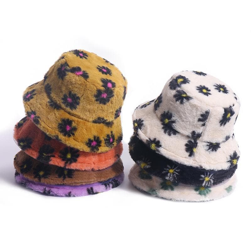 Floral Polyester Bucket Hat with Contrast Details