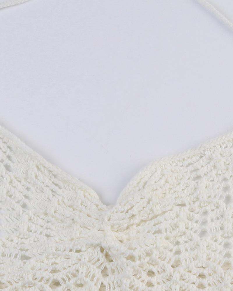 Pentagram-Detail Knit Top with Chain Details