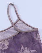 Lace Polyester Cami Top with Floral Details