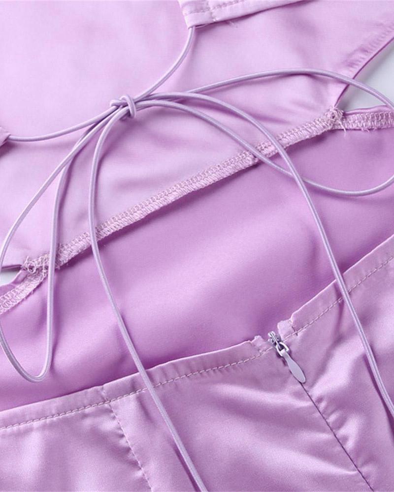 Cross-Detail Cinched Cami Dress