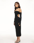 Strapless Polyester Dress with Halter Neckline