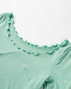 Ribbed Lace Top with Lettuce Edges
