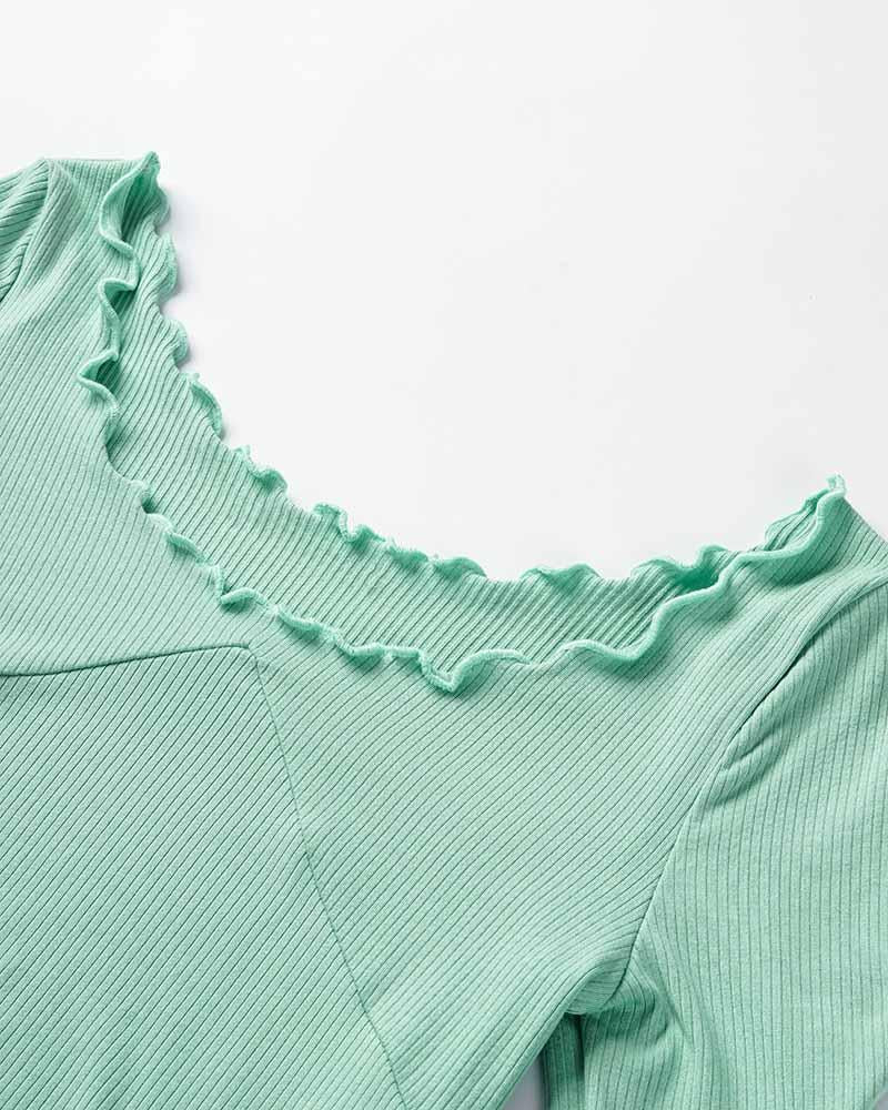 Ribbed Lace Top with Lettuce Edges