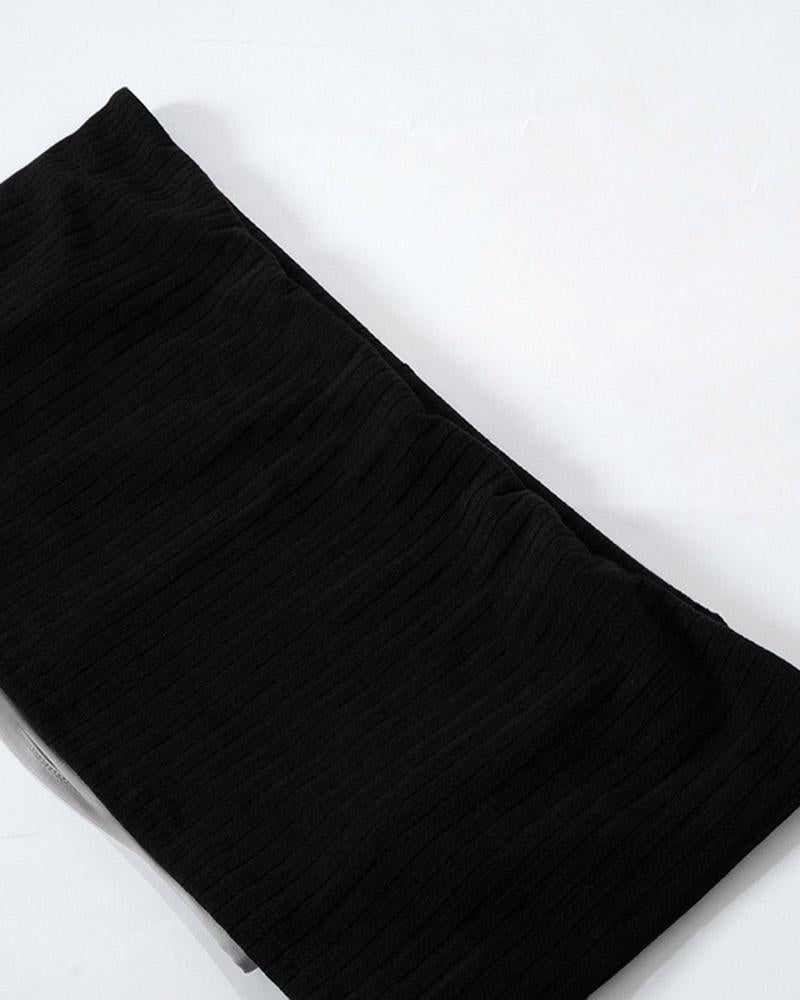 Off-Shoulder Stretch-Blend Cropped Top with Polyester Fabric
