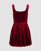Velvet Stretch-Blend Mini Dress with Polyester Fabric