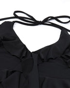 Ruffled Stretch-Blend Cropped Top with Polyester Fabric