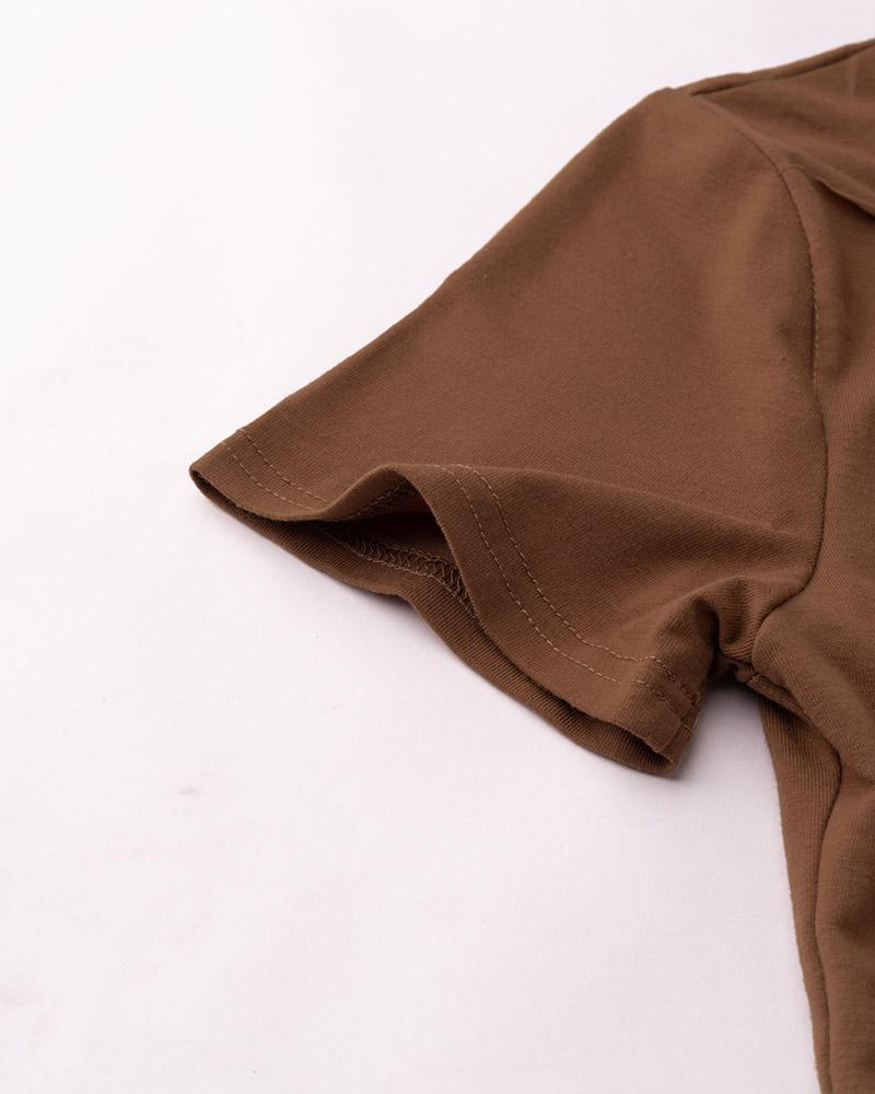 Distressed Polyester T-Shirt with Cutout Details