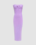 Ribbed Maxi Dress with Strapless Neckline