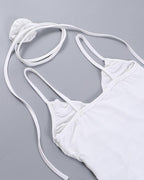 Rose-Detail Polyester Dress with Cami Straps