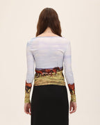 Printed Polyester Top with Long Sleeves