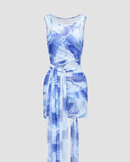 Stretch-Blend Polyester Wrap-Style Mini Dress
