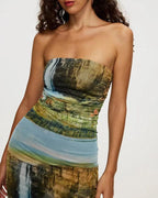 Strapless Stretch-Blend Maxi Dress with Polyester Fabric