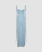 Open-Back Stretch-Blend Maxi Dress with Polyester Fabric