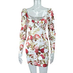 Floral Square-Neck Mini Dress