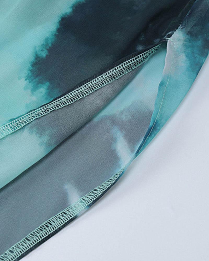 Slit-Detail Polyester Dress with Mesh Detailing
