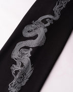 Dragon-Motif Stretch-Blend Cropped Top with Polyester Fabric