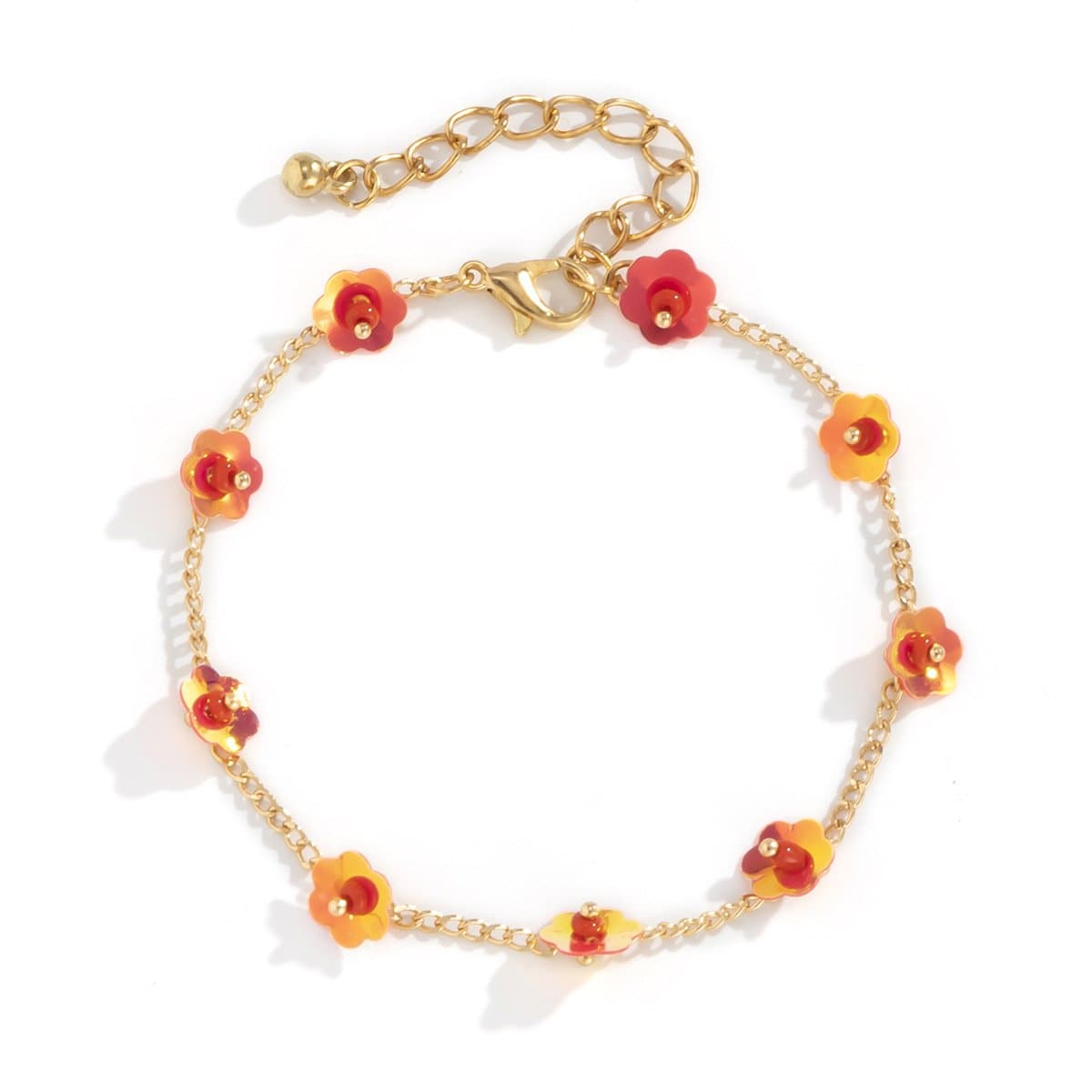 Floral Chain Bracelet with Adjustable Extension