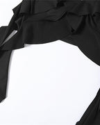 Wing-Graphic Polyester Top with Slit Detail