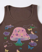 Cotton Stretch-Blend Cropped Tank Top with Polyester Fabric