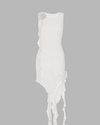 Mesh Polyester Dress with Floral Details