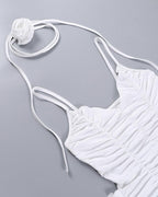 Rose-Detail Polyester Dress with Cami Straps