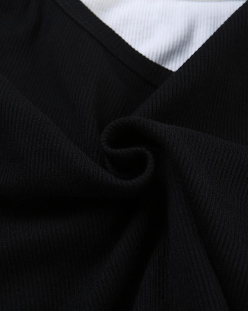 Layered Polyester Tank Top with Cotton Fabric