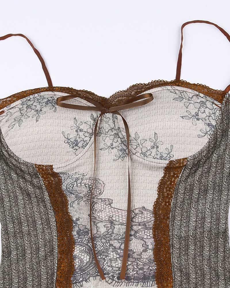 Lace Cami Top with Bow Details