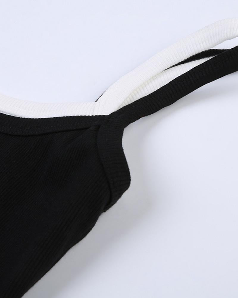 Layered Polyester Tank Top with Cotton Fabric