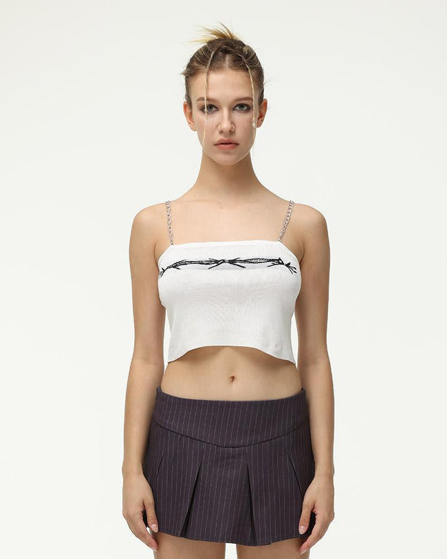 Chain-Detail Polyester Cami Top with Cotton Fabric Main image