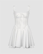 Polyester Flared Corset-Style Dress