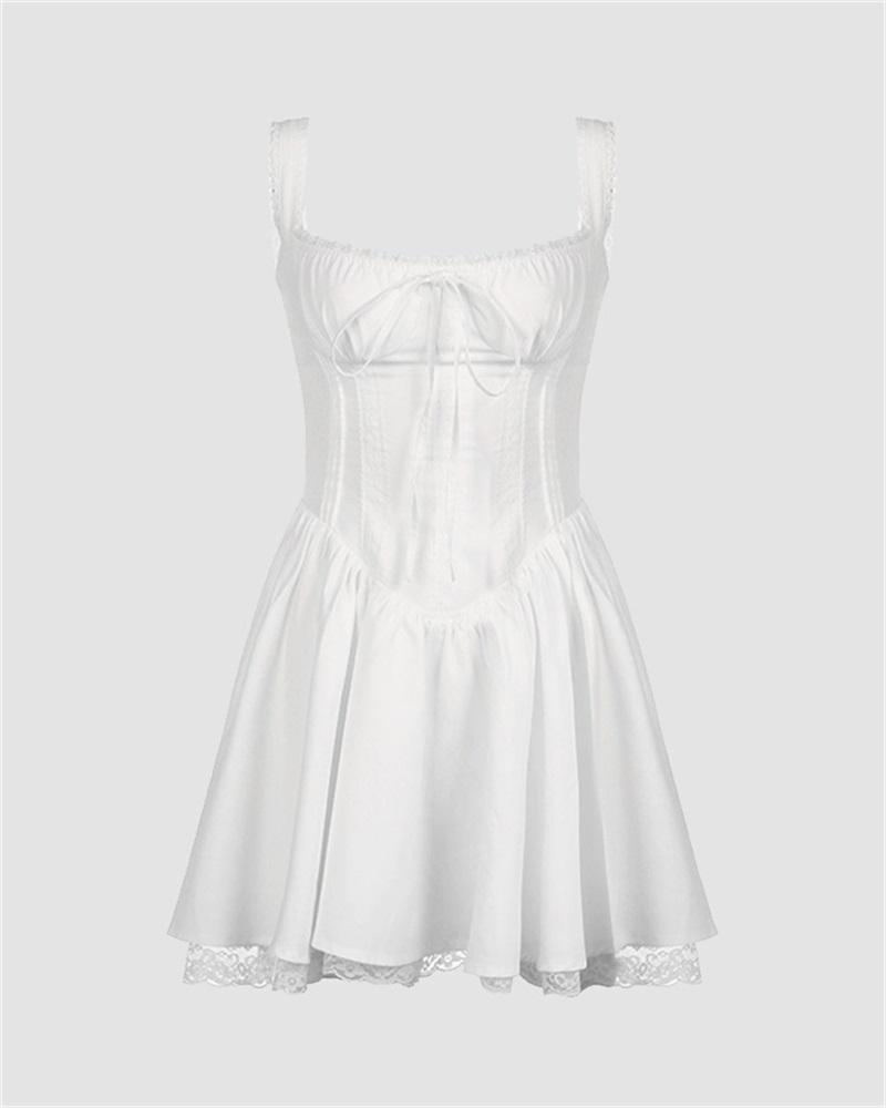 Polyester Flared Corset-Style Dress