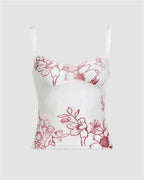 Floral Stretch-Blend Polyester Cami Top