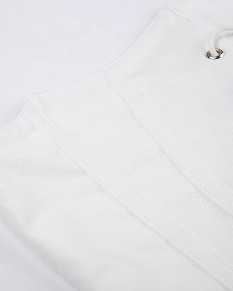 Polyester Cropped Corset Top with Stretch-Blend Fabric