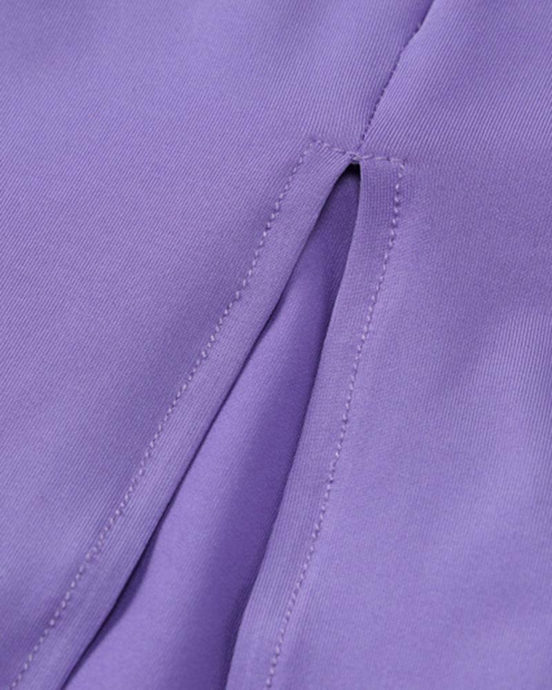 Hooded Stretch-Blend Maxi Dress with Polyester Fabric