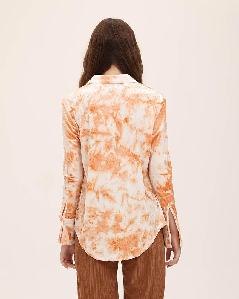 Collared Polyester Shirt with Long Sleeves