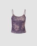 Lace Polyester Cami Top with Floral Details