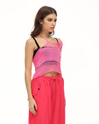 Mesh Acrylic Ribbed Cropped Top