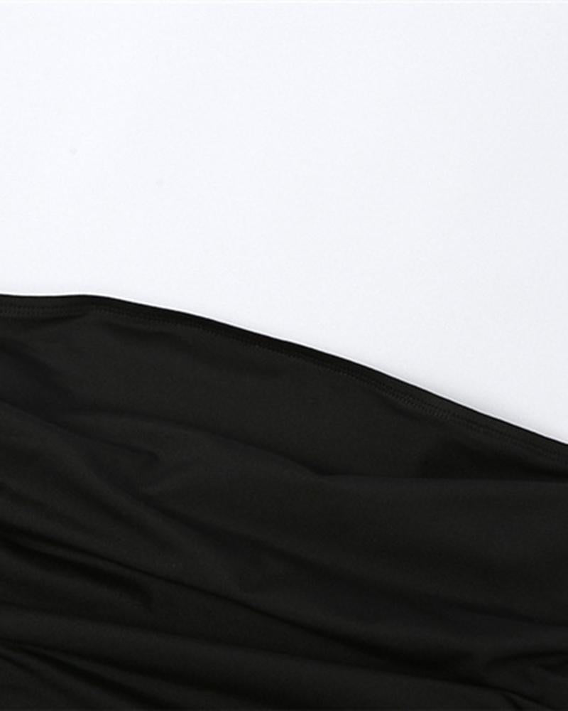 Wing-Graphic Strapless Slit-Detail Dress