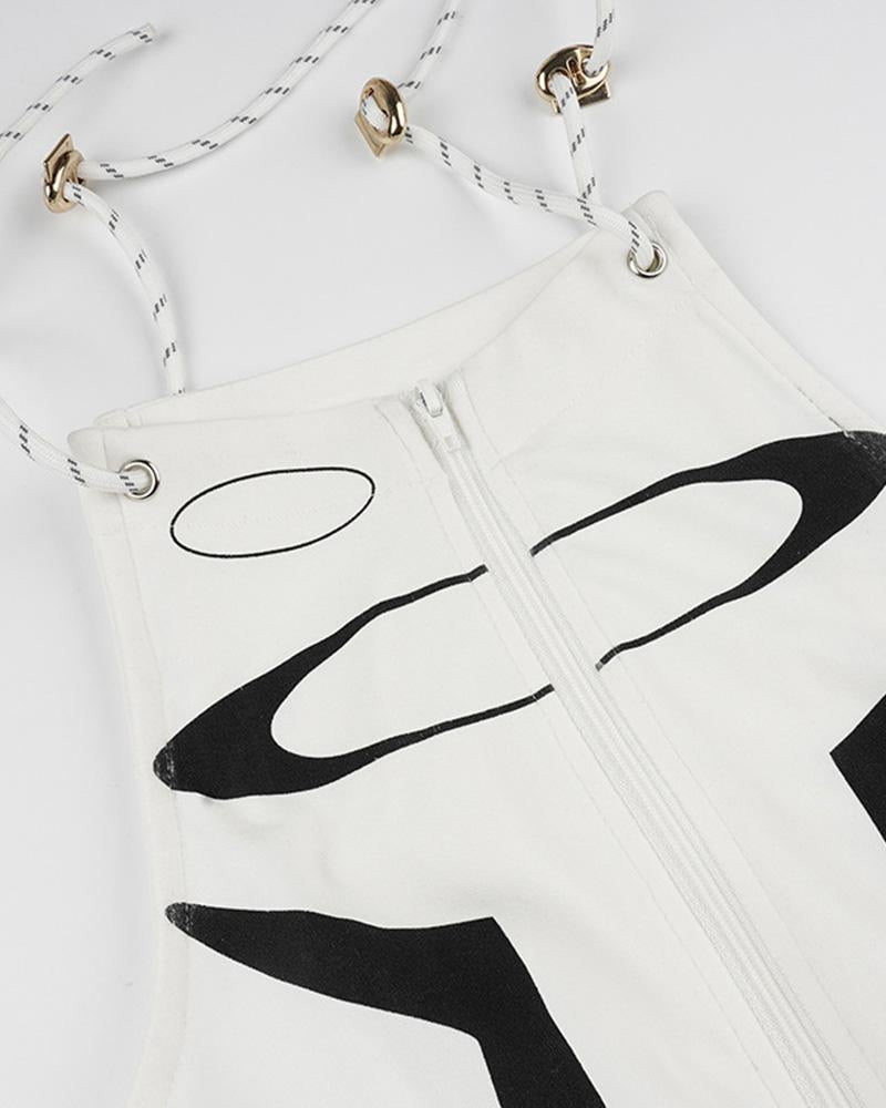 Zip-Detail Stretch-Blend Dress with Polyester Fabric