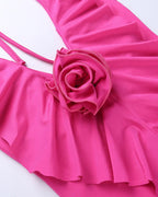 Floral Polyester Scoop-Neck Dress