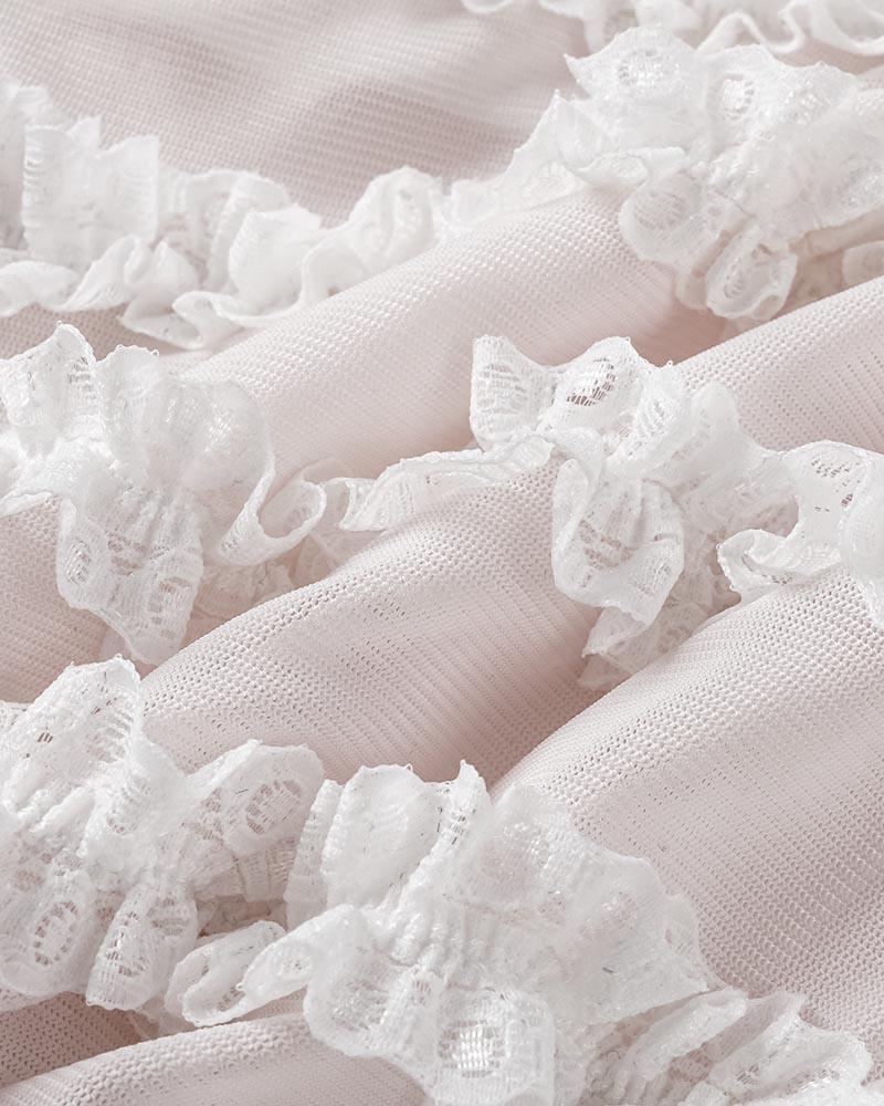 Lace Strapless Top with Ruffle Details