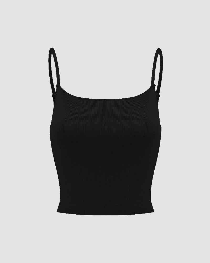 Polyester Stretch-Blend Cami Cropped Top