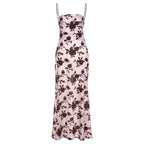 Floral Open-Back Midi Dress with Contrast Details