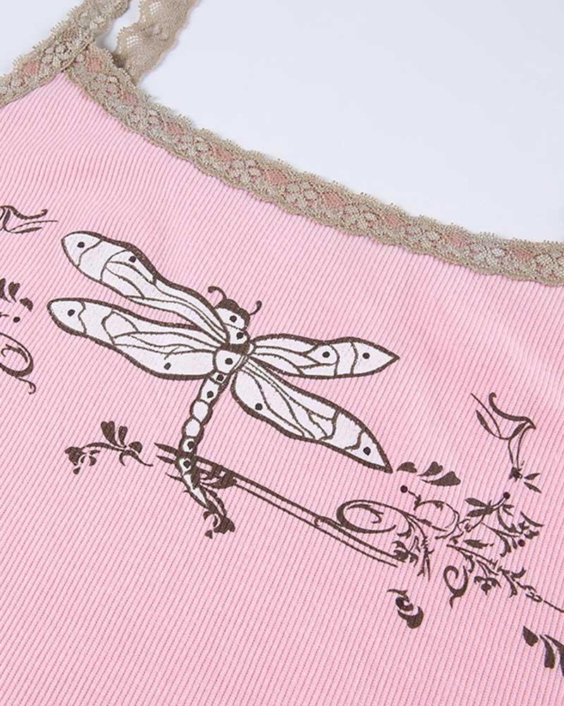 Lace Polyester Cami Top with Cotton Fabric