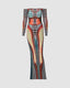 Polyester Stretch-Blend Maxi Dress with Off-Shoulder Neckline