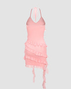Asymmetric Polyester Dress with Cami Straps