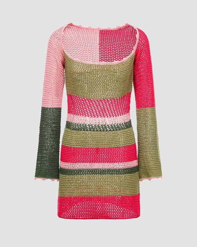 Crochet Polyester Dress with Long Sleeves Main image