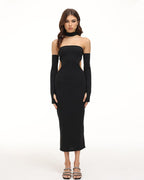 Strapless Polyester Dress with Halter Neckline