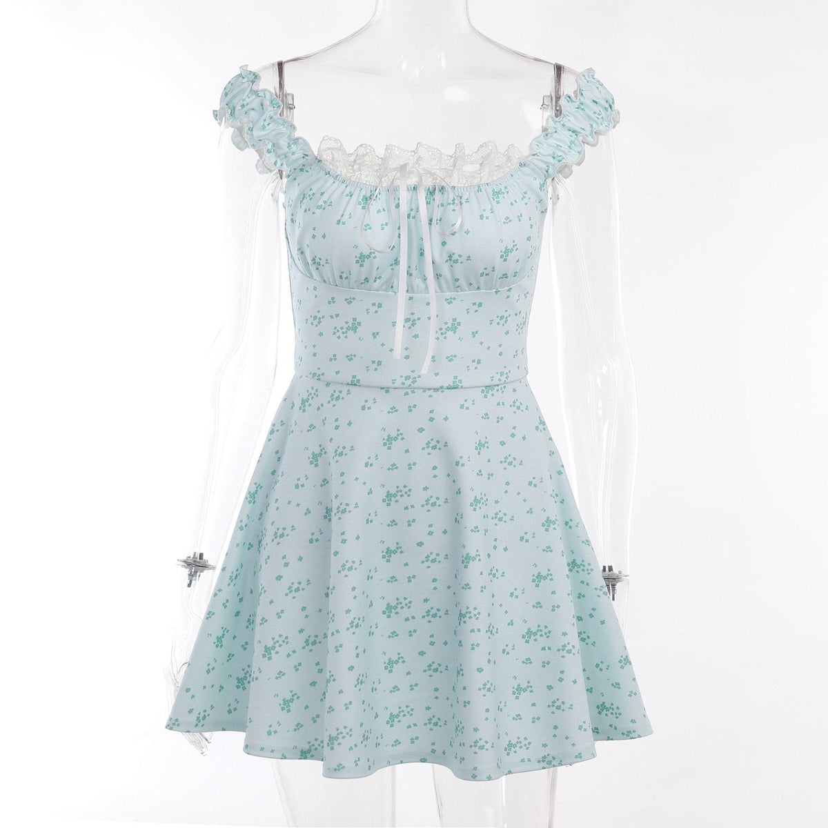 Floral Lace Mini Dress with Ruching